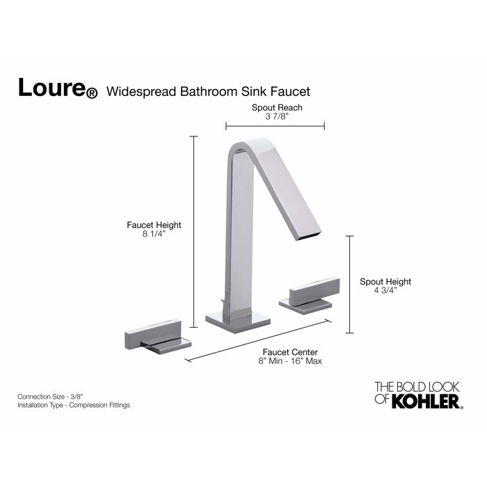 K146614CP,BN,SN Kohler Loure® Widespread Bathroom Sink Faucet with
